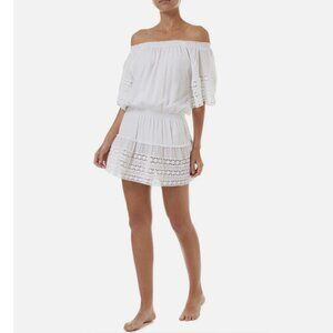 Melissa Odabash Michelle White Off The Shoulder Mini Dress S Cover-Up Crochet